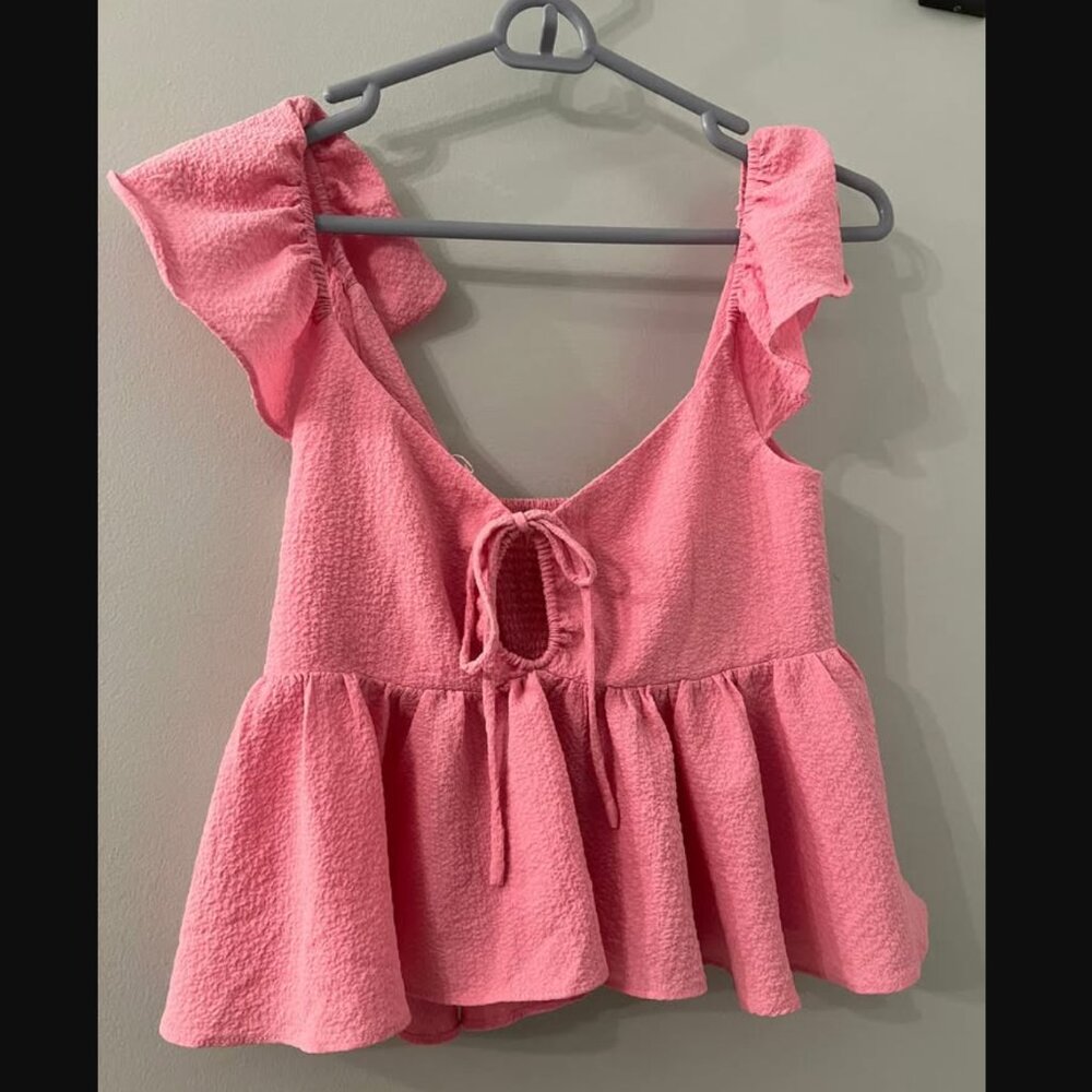 Urban outfitters pink ruffle top